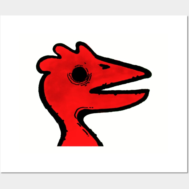 Red Bird Head Wall Art by Phosfate